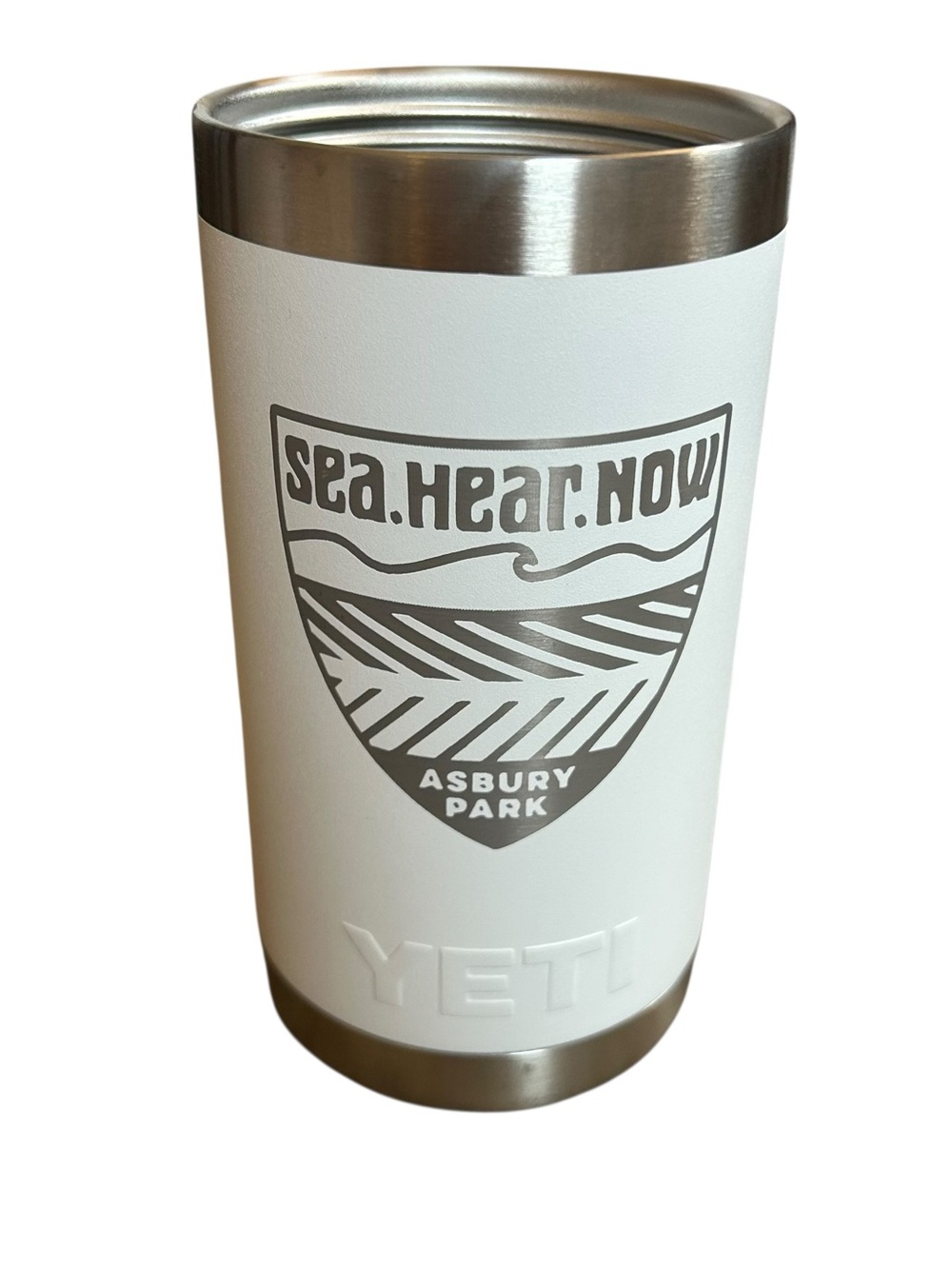 White Sea. Hear. Now. Yeti Cup Metal Asbury Park New Jersey Thermal Drink Holder